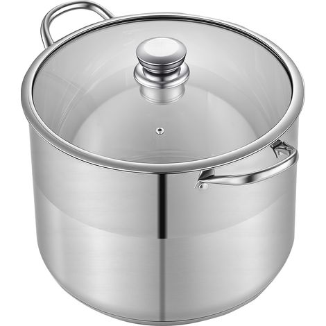 Mophorn Marmite en acier inoxydable 15,1 L, casserole compatible avec cuisinières à gaz, électriques et plaques à induction, idéale pour bouillons, avec couvercle en verre, sans PFOA ni PFAS (1/5)