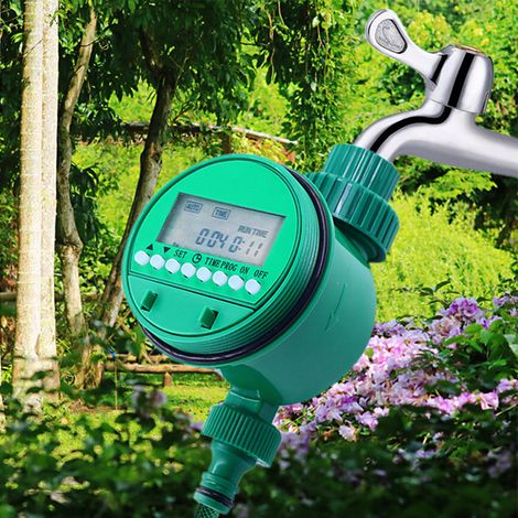 Programmable Timer d'Arrosage pour Jardin avec Connecteur Rapide et Filtre d'Entrée Anti-Calcaire - 16 Programmes, ABS et Stainless Steel, 86mm Diamètre, 162mm Longueur, Inclus (1/5)