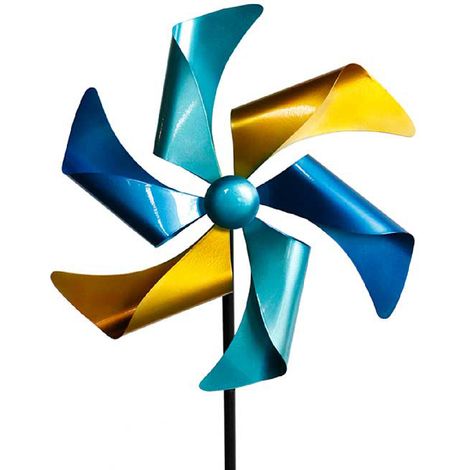 Windrad Metall 38cm x H.140cm-MMC4379-blau-gold-türkis (1/2)