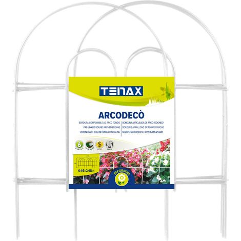 TENAX Arcodeco Bianco, Bordura da Giardino, Altezza 46 cm Lunghezza 2,50 m, Bordura ad Arco Tondo in Acciaio Plastificato, Composta da 6 moduli di 42x46 cm (1/5)