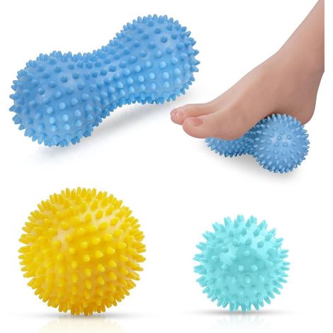Massagebälle Faszienball Igelball Noppen 3er Rücken Gelb Blau Grün (1/5)