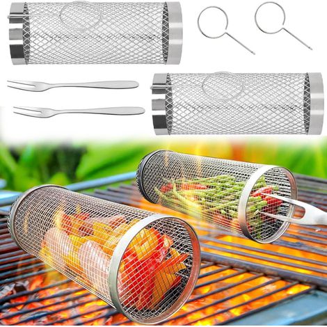 2pcs tournant barbecue tubes en acier inoxydable 8 pouces (1/5)