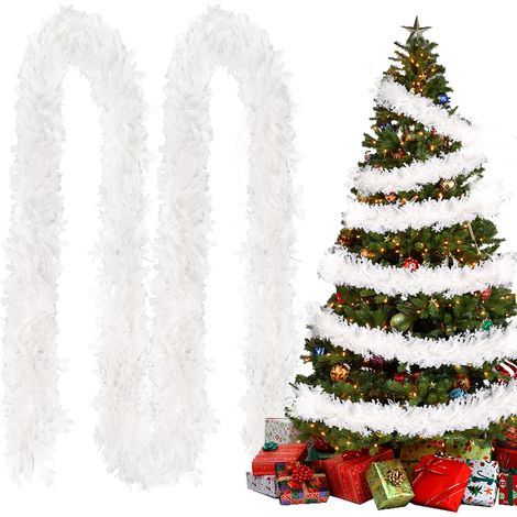 10 m Christmas Garland Christmas Tree, Snowflakes Decoration White Tinsel Metallic Hanging Decoration for Christmas Party Birthday Wedding (1/5)