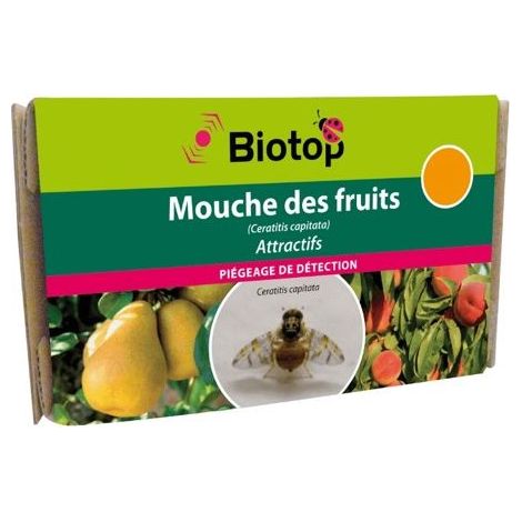 Phéromone spéciale pour mouche méditerranéenne des fruits – Insecticide biologique – Attire les mâles dans les pièges – Action 4 à 6 semaines – Biotop (1/2)