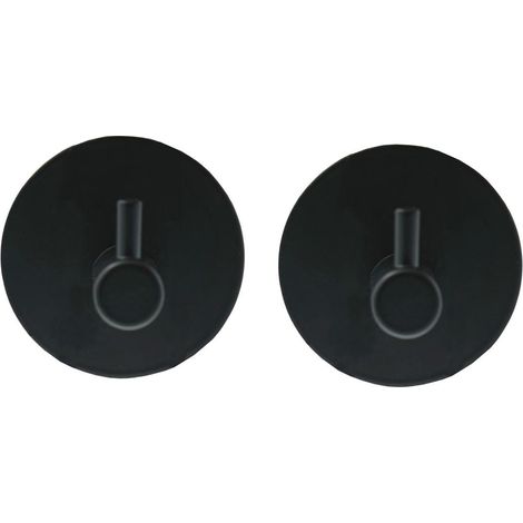 Lot de 2 Patères Adhésives Rondes "Fixeo" 5cm Noir
