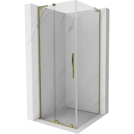 Cabine de douche coulissante Mexen Velar L 90 x 90 cm, transparente, dorée - 871-090-090-03-50 (1/5)
