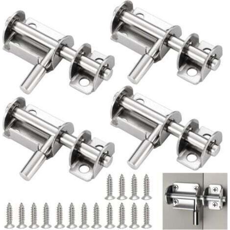 Verrou de porte coulissant – Lot de 4 verrous coulissants en acier inoxydable pour salle de bain, toilettes et abri de jardin (1/4)