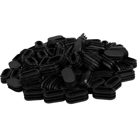 Embouts de tubes ovales 20 x 40 mm, plastique noir, lot 100 (1/5)