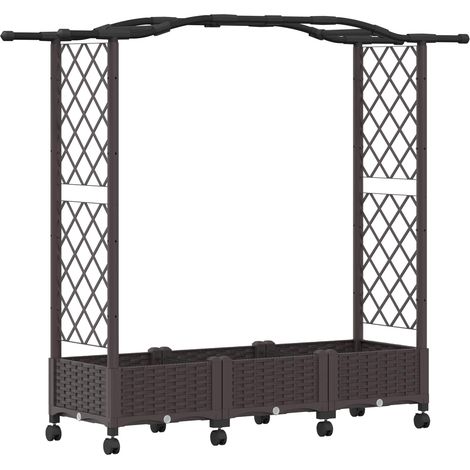 Raised Bed with Trellis and Wheels Brown 169 x 40 x 129 cm PP vidaXL (1/5)