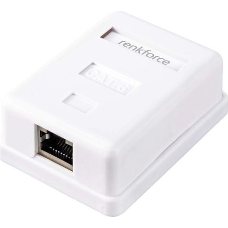 Adaptateur de raccordement réseau à montage en surface, Catégorie 6 (Cat.6), 1 port, blanc – Compatible avec câbles RJ45, installation rapide sans outil, norme CE