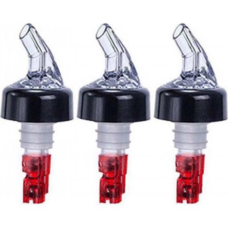 Bec Verseur - Doseur 3 Cl - Pour Bouteilles D'alcool - Queue Rouge Collerette Noire - Lot De 3 (1/5)