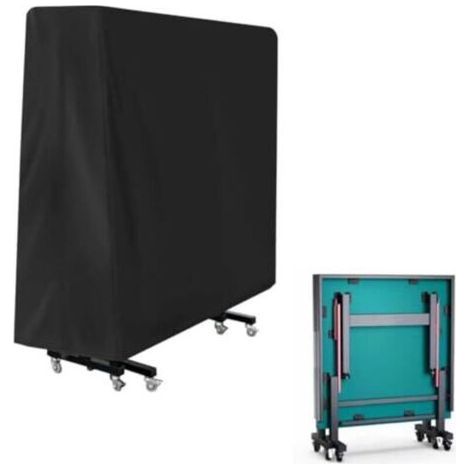 Tischtennisplattenabdeckung für den Außenbereich, 165 × 70 × 185 cm, Oxford-Gewebe, wasserdicht, reißfest, UV-beständig, winddicht, für den Innen- und Außenbereich, Schwarz (1/5)