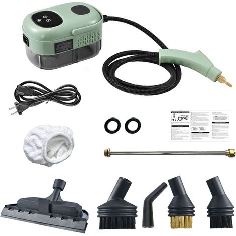 Nettoyeur vapeur portable de 2500 W, idéal pour nettoyer les voitures, les cuisines, les joints de carrelage, les sols, etc. (Écran tactile vert)