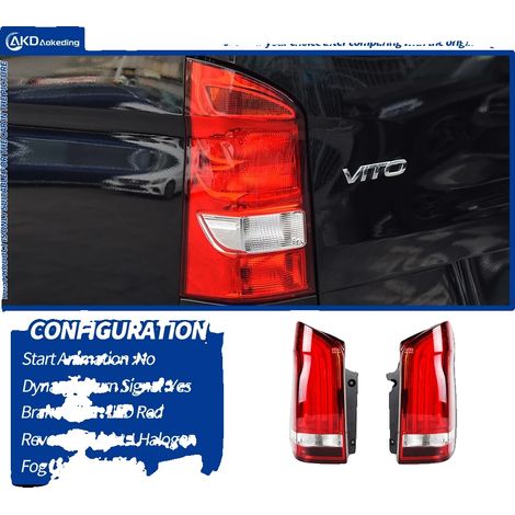 Fanale posteriore a LED con animazione DRL, compatibile con Mercedes-Benz Vito 2015-2023, ROSSO, nuovo stile (1/2)