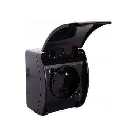 Prise murale simple Koala IP44 noire (1/5)