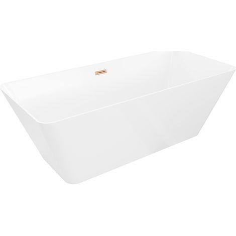 Mexen Velo Slim freistehende Badewanne 170 x 75 cm, weiß, gebürstetes Kupfer - 52811707500-65 (1/5)
