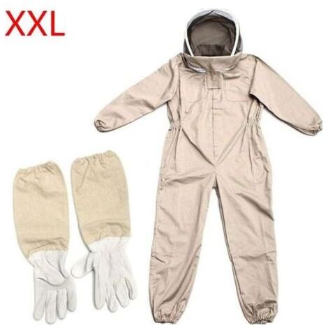Autres Combinaison d'apiculteur - Tenue professionnelle d'apiculture avec gants, vêtement à capuche de protection pour apiculteurs contre les guêpes, équipement anti-guêpes, Vêtements XXL + Gants XL