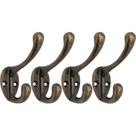 Patères LOT DE 4 Cintres muraux pour peignoirs, portes et salles de bain + fixations en laiton antique