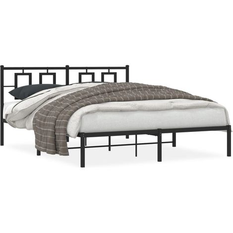 Maison Exclusive - Cadre de lit métal sans matelas avec tête de lit noir 150x200cm (1/5)