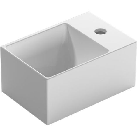 Lavabo T-Edge appoggio/sospeso salvaspazio cm. 30x20 in ceramica (1/4)
