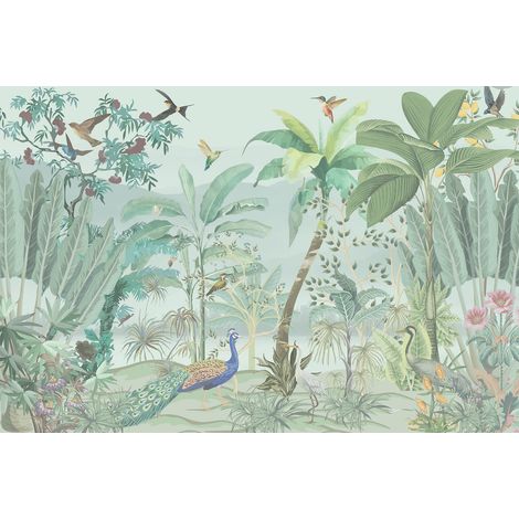 Papier peint panoramique - Jungle Oiseaux - 130 cm x 87 cm (1/2)