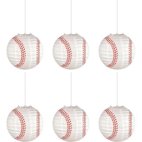 6er-Pack tragbare Lampenschirme aus Papier in Baseballform. Lampenschirme aus Papier in Baseballform zur Dekoration. Groß (1/5)