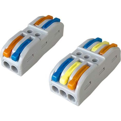 30 Pièces SPL-2 / SPL-3 Levier-Écrou Fil Connecteurs Set, Conducteur Compact Fils Connecteurs, Compact Connecteur Ressort Bornier (Levier Multicolore) (1/4)