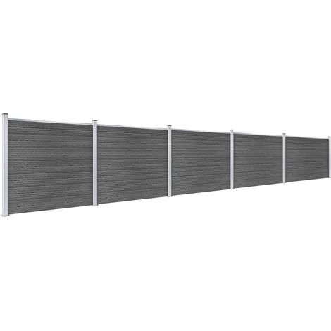 Clôture WPC/Ensemble de Panneau de Clôture,Barrière de jardin 872x146 cm Noir -93673 (1/5)