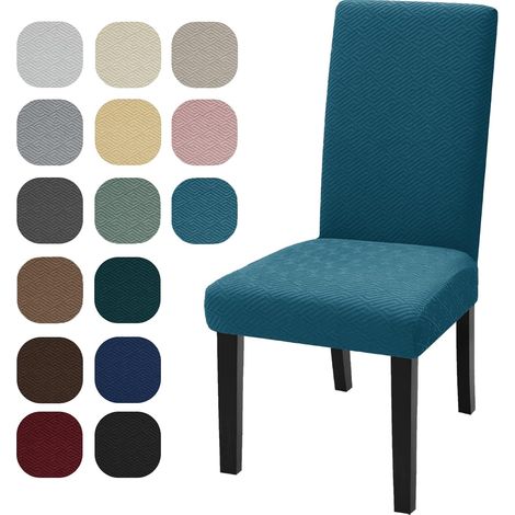 Housse De Chaise Salle À Manger 6 Pièces, Bleu Paon (1/5)