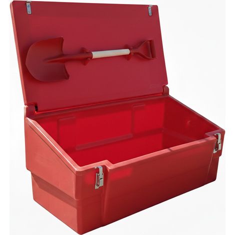 Bac à sable incendie/ à sel de déneigement 100l + grenouillères + pelle (1/4)