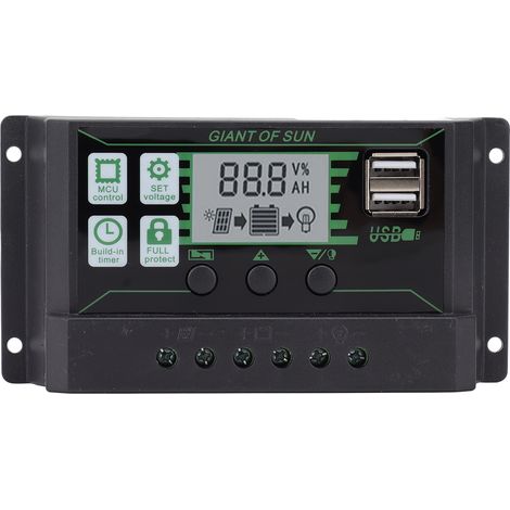 Jeffergarden Contrôleur de charge solaire PWM, double port USB, identification automatique, chargeur de panneau photovoltaïque pour usage industriel, 5 V, 100 A (1/4)