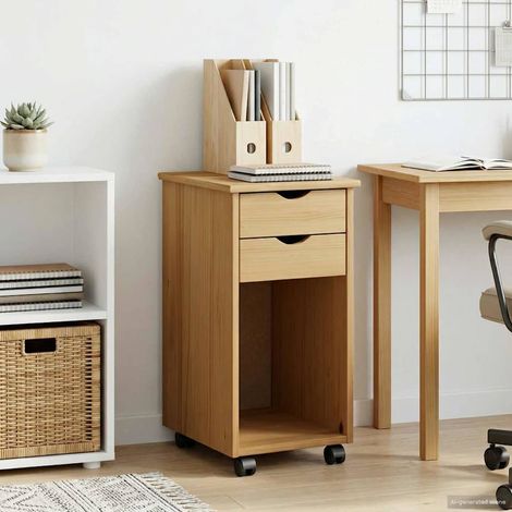 vidaXL Mobile con Ruote Marrone Miele 34 x 39 x 65,5 cm