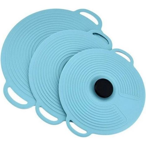 Couvercle En Silicone - Hermetique Par Suction - Pour Bols Casseroles Poêles - Lot De 3 Tailles