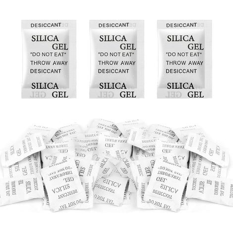 100 Pcs Sachets DéShydratants Absorbeur d'humidité, Déshydratant Gel de Silice, Gel de Silice Sachet anti Humidité,pour absorber l'humidité et les odeurs de moisissure. (1/5)