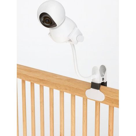 Support universel pour babyphone – Pince robuste et bras flexible – Support de caméra bébé rotatif à 360° – Blanc