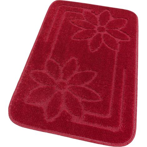 Tappeto Bagno Tinta Unita Antiscivolo Assorbente Scendiletto 100% Made In Italy Rosso - 50x80 cm