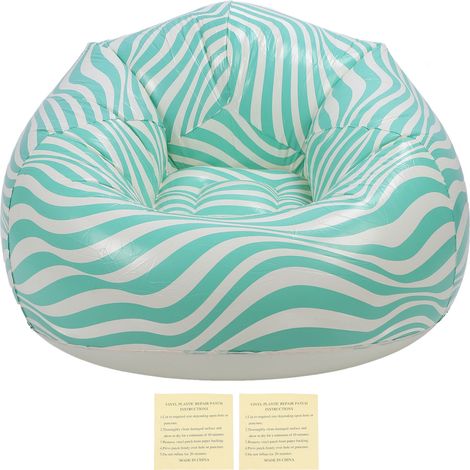 Fauteuil gonflable en PVC à motif ondulé, design ergonomique minimaliste, pouf gonflable vert (1/5)