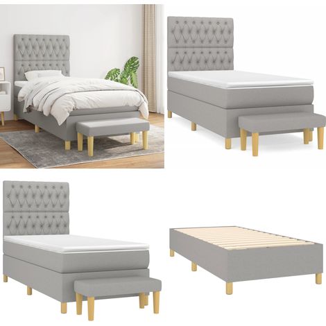 Boxspringbett mit Matratze Hellgrau 90x200 cm Stoff - Boxspringbett - Doppelbett - Schlafsystem - Bettrahmen - Matratze - Home & Living (1/5)