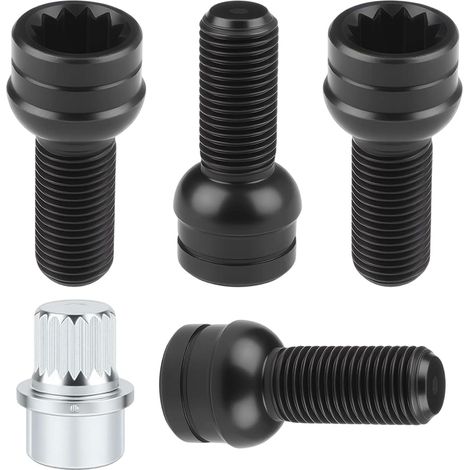 4 Boulons de Roue Antivol M14 x 1.5 mm avec Écrous de Roue, Écrous de Roue Sécurisés en Acier Résistance Protection et la Sécurité des Roues pour et Voitures Européennes (1/5)