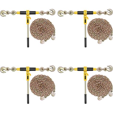 Ensemble de tendeurs à cliquet et chaînes G80 de 10 mm x 6,1 m, charge de travail 4173 kg, arrimage, remorquage et levage (1/5)