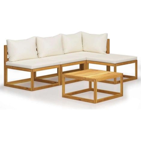 vidaXL Set Divani da Giardino in Legno Acacia - Crema (1/5)