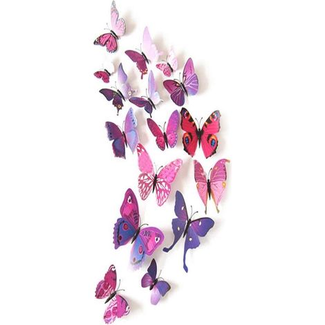 MINKUROW Farfalle Adesivi Murali Carte Rimovibili Farfalla Wall Sticker Decorazione Della Casa Accessori Camera Da Letto (Viola) (1/4)