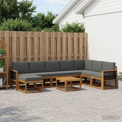 vidaXL Outdoor-Sofagarnitur mit Kissen 9 pcs Natur und Anthrazit (1/5)