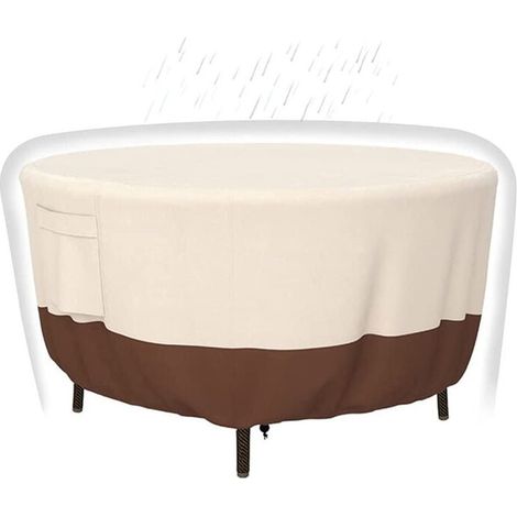 420D Housses de protection pour table et chaises d'extérieur 91 x 58 cm, 100 % imperméables, anti-décoloration, pour meubles d'extérieur, résistantes aux UV, beige et marron (1/5)