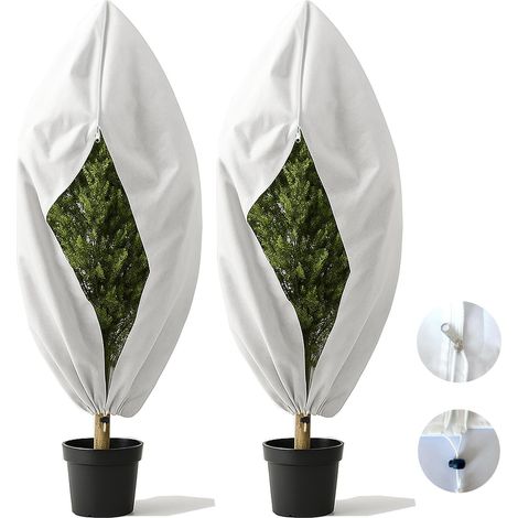 Voile Hivernage Épais 80g/m² (60x80 cm) - Duo de Housses Anti-Gel à Zip & Cordon pour Olivier et Palmier (1/5)