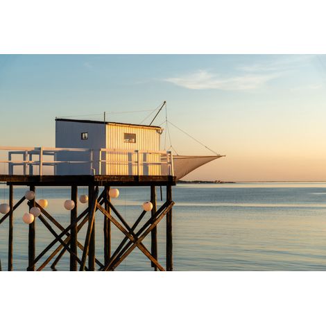 Tableau sur toile Cabane sur Mer 30x45 cm - Impression sur Toile Murale Décorative - Image imprimée en HD sur Toile - Toile sur Châssis en Bois FSC - Fabriqué en France