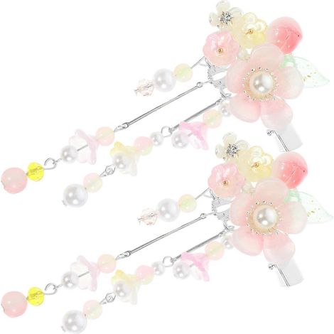 Pinces à cheveux à pompons 1 paire, accessoires cheveux résine rose, usage quotidien & activités, compatibles (1/5)