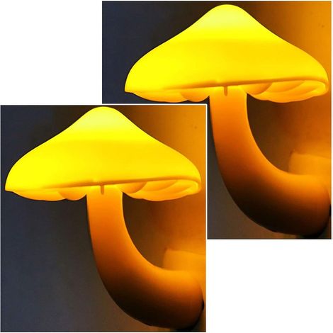 Lot de 2 veilleuses champignon à brancher, veilleuses LED pour adultes, enfants et bébés. (1/5)