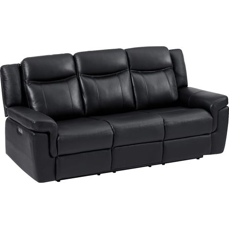 Divano relax elettrico 3 posti in Pelle con ripiano Nero - KENNETH