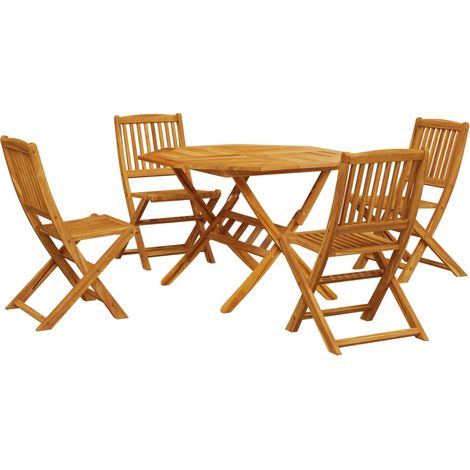 Maison Exclusive - 5-tlg. Garten-Essgruppe Klappbar Massivholz Ak